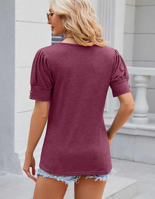 Load image into Gallery viewer, Round Neck Puff Sleeve T-Shirt
