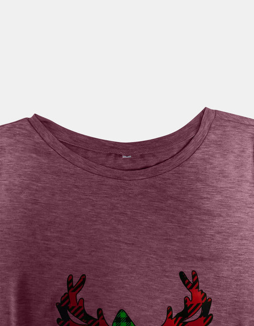 Load image into Gallery viewer, Full Size Reindeer Round Neck Long Sleeve T-Shirt
