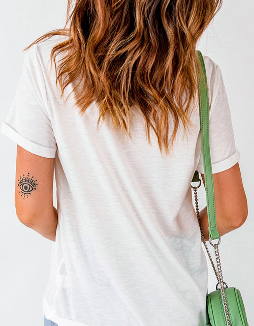 Load image into Gallery viewer, Sequin Flower Round Neck Short Sleeve T-Shirt
