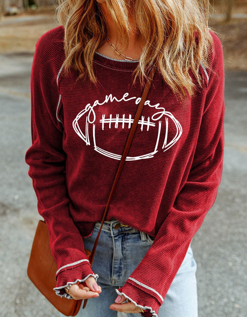 Load image into Gallery viewer, Football Round Neck Long Sleeve Sweatshirt
