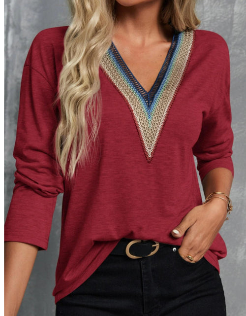 Load image into Gallery viewer, V-Neck Long Sleeve T-Shirt
