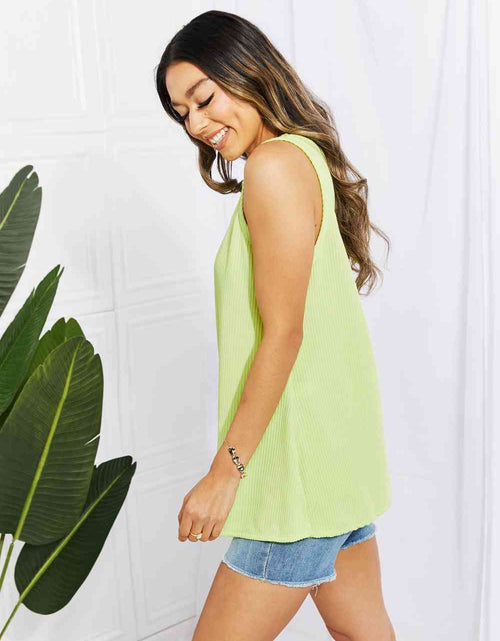 Load image into Gallery viewer, Blumin Apparel Chance of Sun Full Size Ribbed V-Neck Tank in Green
