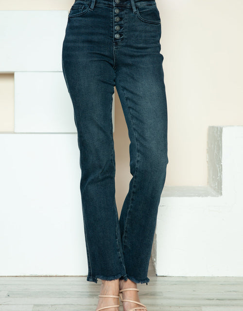 Load image into Gallery viewer, Judy Blue Full Size Button Fly Hem Destroy Straight Jeans

