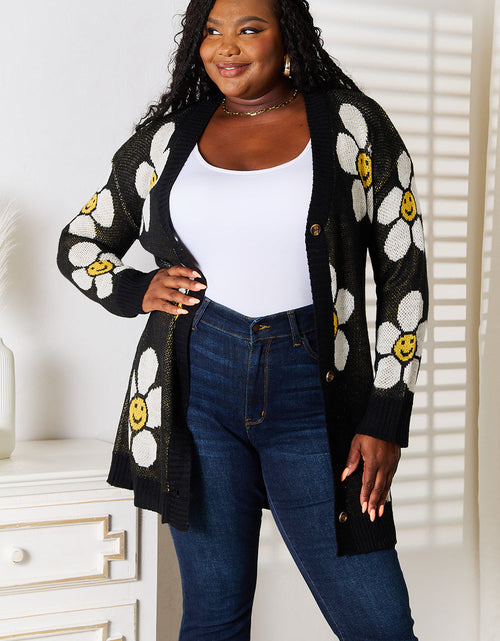 Load image into Gallery viewer, Perfee Floral Button Down Longline Cardigan
