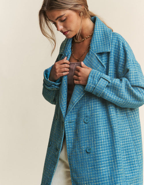 Load image into Gallery viewer, J.NNA Tweed Double-Breasted Long Sleeve Coat
