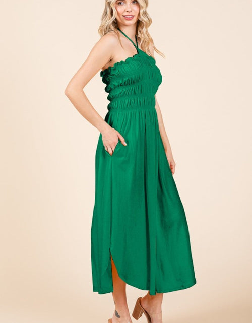 Load image into Gallery viewer, Culture Code Tie Back Shirring Dress with Pockets
