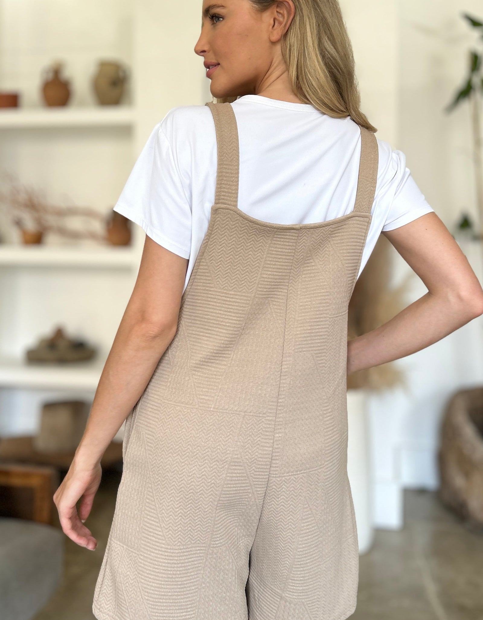 Double Take Full Size Texture Sleeveless Romper