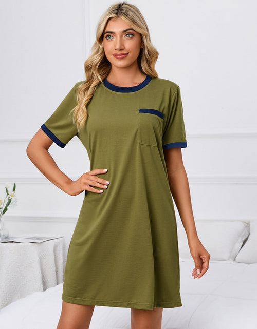 Load image into Gallery viewer, Contrast Trim Round Neck Mini Dress
