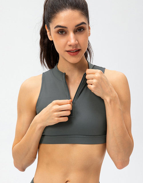 Load image into Gallery viewer, Full Size Cropped Cutout Back Zipper Front Active Tank Top
