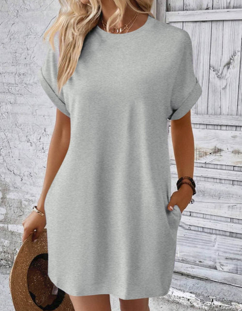 Load image into Gallery viewer, Round Neck Short Sleeve Mini Dress
