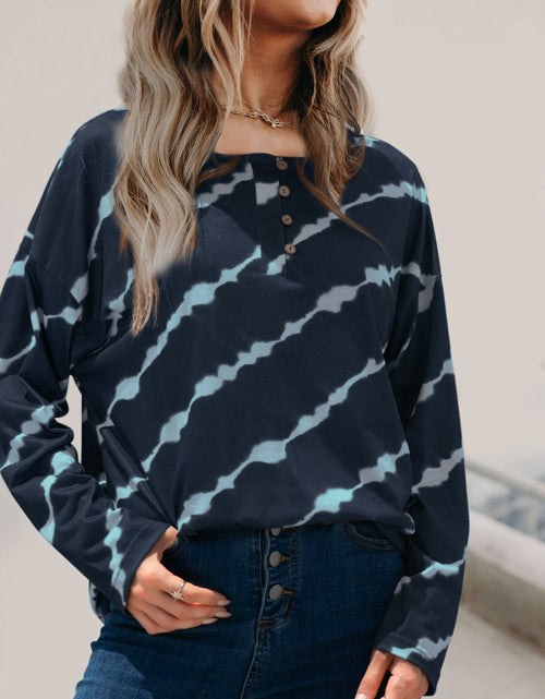 Load image into Gallery viewer, Striped Round Neck Long Sleeve T-Shirt
