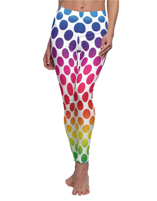 Load image into Gallery viewer, Colorful Polka Dots Print Casual Leggings - White by Tshirt Unlimited
