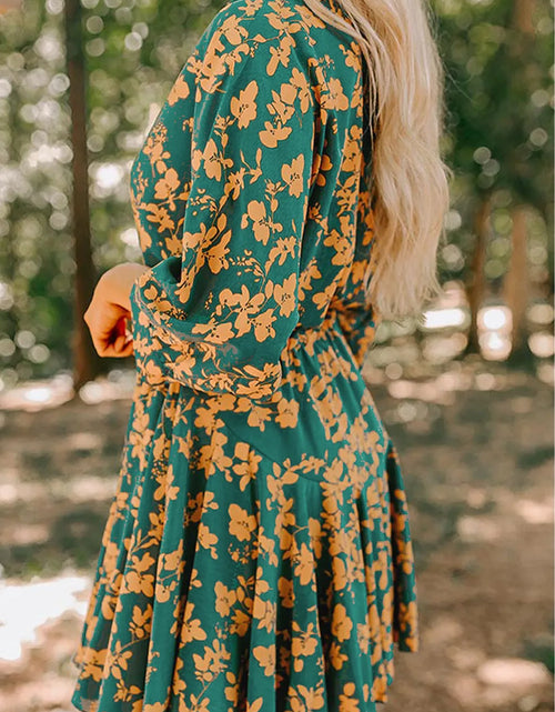 Load image into Gallery viewer, Printed Three-Quarter Sleeve Mini Dress
