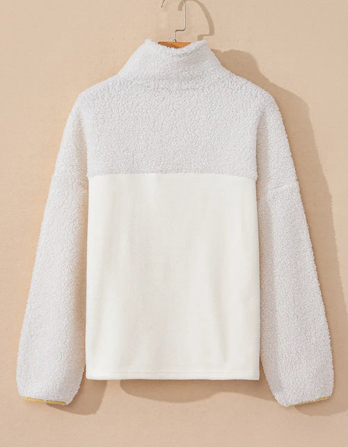 Load image into Gallery viewer, Mock Neck Long Sleeve Sherpa Sweatshirt
