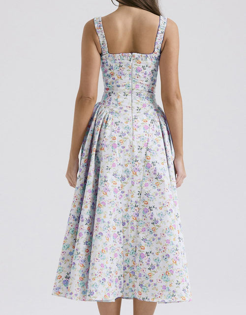 Load image into Gallery viewer, Floral Square Neck Wide Strap Midi Dress
