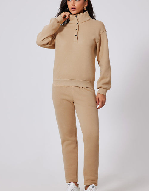 Load image into Gallery viewer, Half Snap Turtleneck Top and Pants Active Set

