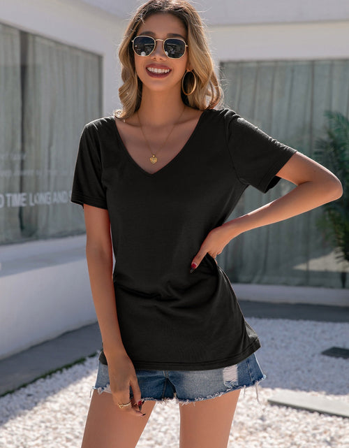Load image into Gallery viewer, Ivy Lane Lace Detail V-Neck Short Sleeve T-Shirt
