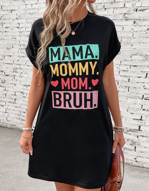 Load image into Gallery viewer, Letter Graphic Short Sleeve Mini Tee Dress
