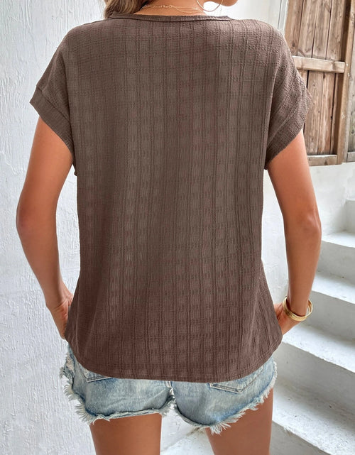 Load image into Gallery viewer, Textured Round Neck Short Sleeve Top
