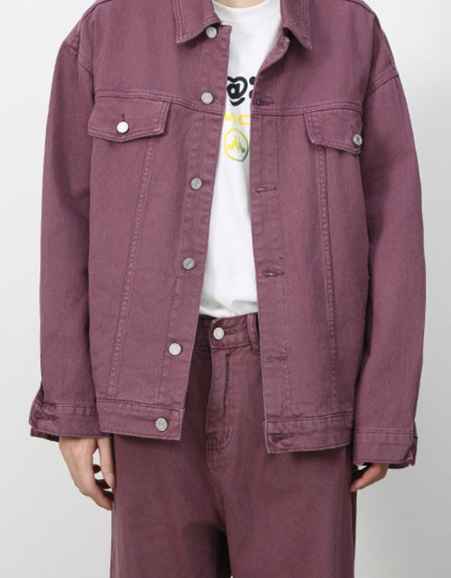 Load image into Gallery viewer, Men's Button Up Dropped Shoulder Denim Jacket
