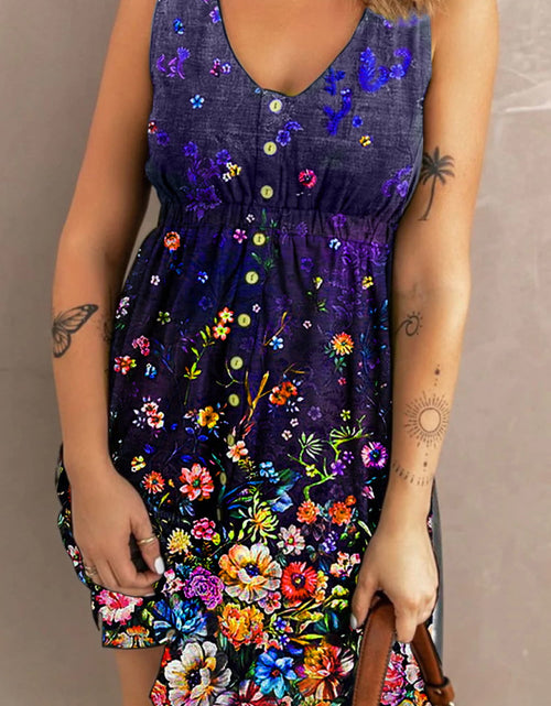 Load image into Gallery viewer, Double Take Scoop Neck Buttoned Sleeveless Magic Dress with Pockets

