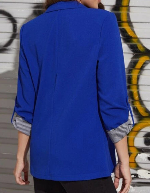 Load image into Gallery viewer, Lapel Collar Roll-Tab Sleeve Blazer
