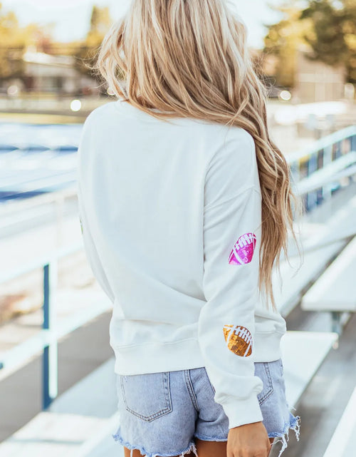 Load image into Gallery viewer, Football Round Neck Long Sleeve Sweatshirt
