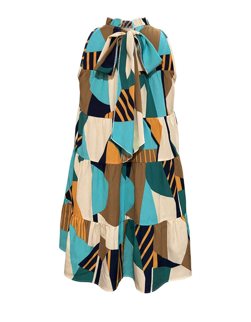 Load image into Gallery viewer, Printed Mock Neck Mini Dress
