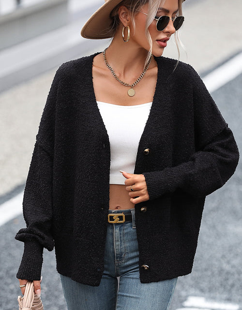 Load image into Gallery viewer, Button-Up Dropped Shoulder Cardigan
