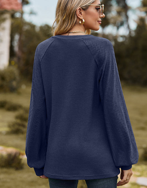 Load image into Gallery viewer, Eyelet Notched Raglan Sleeve T-Shirt
