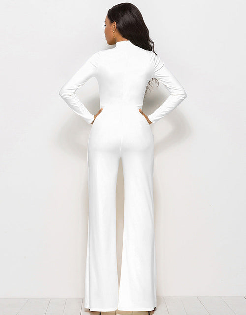 Load image into Gallery viewer, Long Sleeve Mock Neck Wide Leg Jumpsuit
