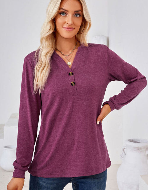 Load image into Gallery viewer, V-Neck Buttoned Long Sleeve Blouse
