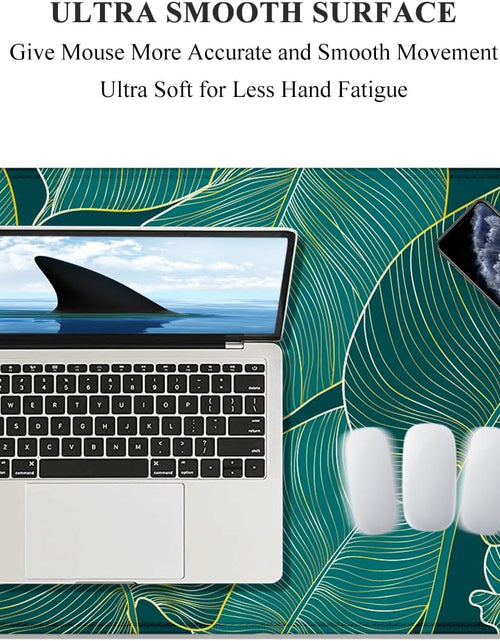Load image into Gallery viewer, Extended Mouse Pad, XXL Gaming Mouse Pads, Large Big Mousepad Laptop Computer Keyboard Mat Desk Pad with Non-Slip Base Stitched Edge for Gaming Office, 35.5 X 15.7 Inch, Tropical Leaves
