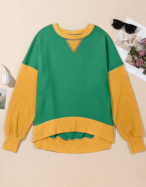 Load image into Gallery viewer, Contrast Round Neck Long Sleeve Sweatshirt
