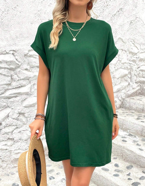Load image into Gallery viewer, Round Neck Short Sleeve Mini Dress
