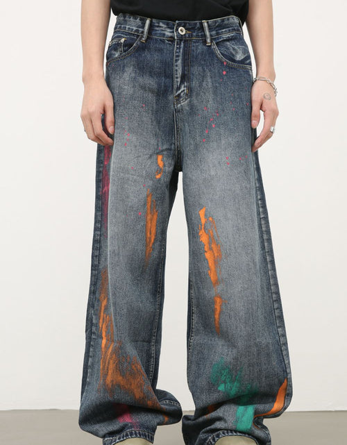 Load image into Gallery viewer, Men's Splash Print Wide Leg Jeans
