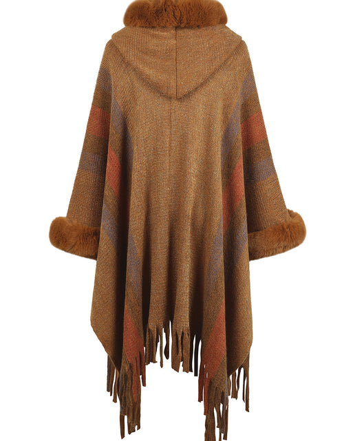 Load image into Gallery viewer, Color Block Fringe Detail Poncho
