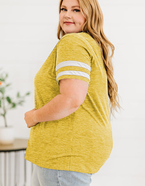 Load image into Gallery viewer, Plus Size Striped V-Neck Tee Shirt
