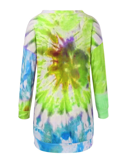 Load image into Gallery viewer, Full Size Tie-Dye Round Neck Long Sleeve Dress
