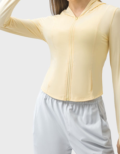 Load image into Gallery viewer, Millennia Pocketed Zip Up Hooded Long Sleeve Active Outerwear
