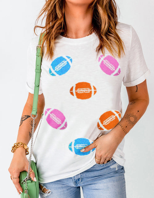 Load image into Gallery viewer, Football Round Neck Short Sleeve T-Shirt
