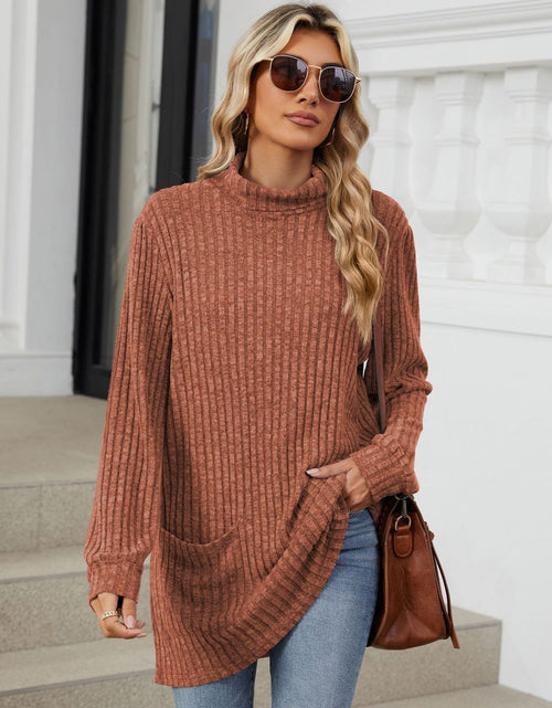 Load image into Gallery viewer, Ribbed Mock Neck Long Sleeve T-Shirt
