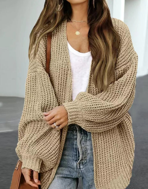 Load image into Gallery viewer, Drop Shoulder Balloon Sleeve Cardigan
