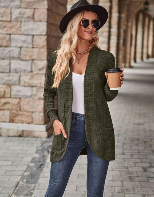 Load image into Gallery viewer, Open Front Cardigan with Pockets
