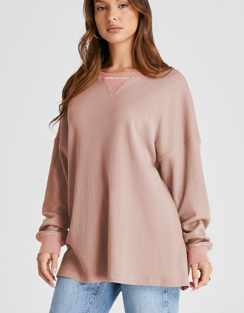 Load image into Gallery viewer, Waffle-Knit Long Sleeve Sweatshirt
