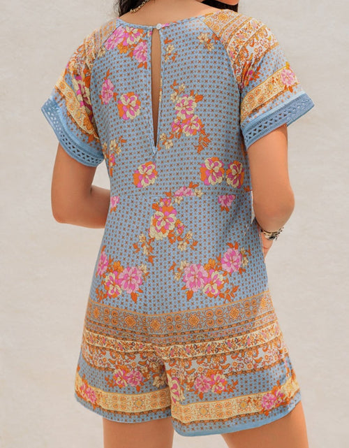 Load image into Gallery viewer, Printed V-Neck Short Sleeve Romper
