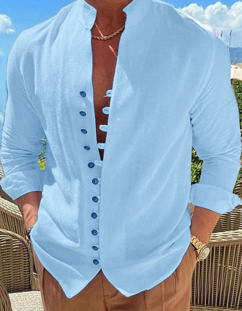 Load image into Gallery viewer, Men's Full Size Button Front Long Sleeve Shirt Plus Size
