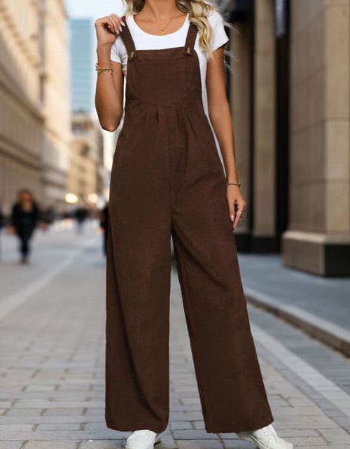 Load image into Gallery viewer, Perfee Square Neck Wide Strap Overalls
