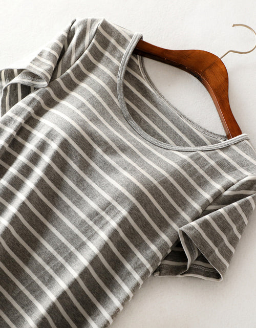 Load image into Gallery viewer, Striped Round Neck Short Sleeve Dress
