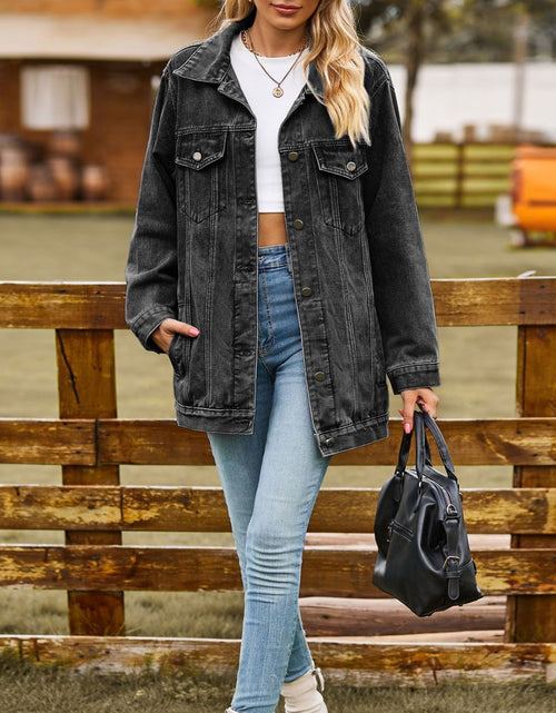 Load image into Gallery viewer, Buttoned Collared Neck Denim Jacket with Pockets
